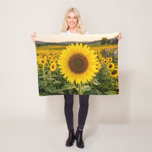 Sunflower Field Fleece Blanket