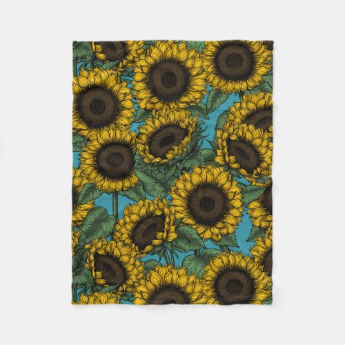 Sunflower field fleece blanket
