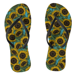 Sunflower field flip flops