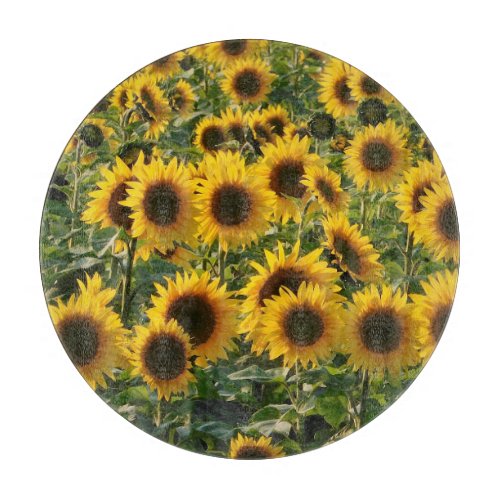 Sunflower Field Glass Cutting board