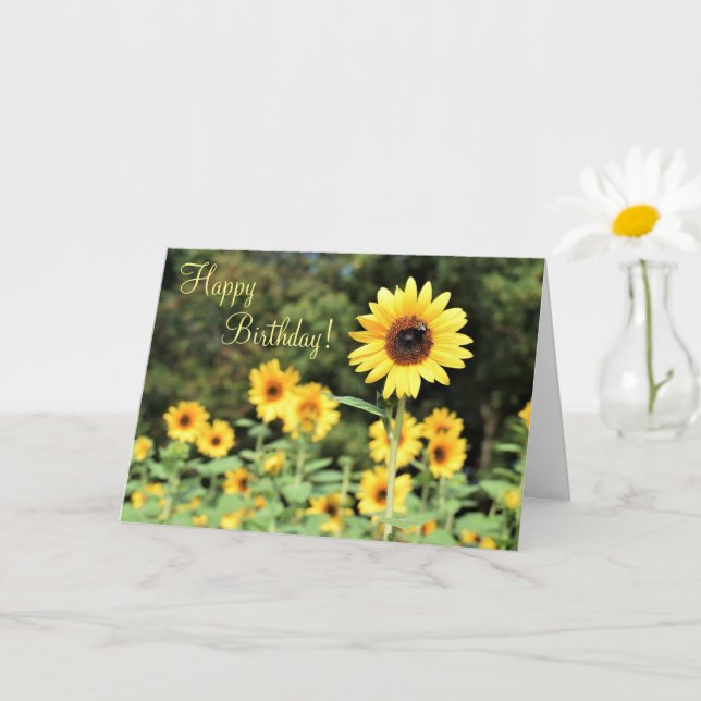 Sunflower Field Happy Birthday Greeting Card (Small Plant)