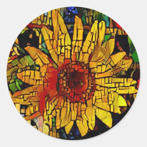 Sunflower field in AI enhanced photo Classic Round Sticker