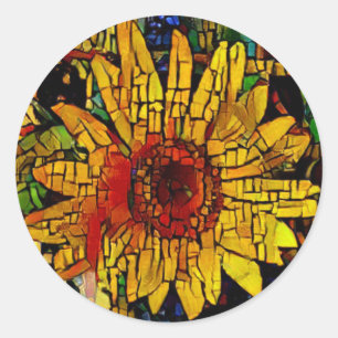Sunflower field in A.I. enhanced photo Classic Round Sticker