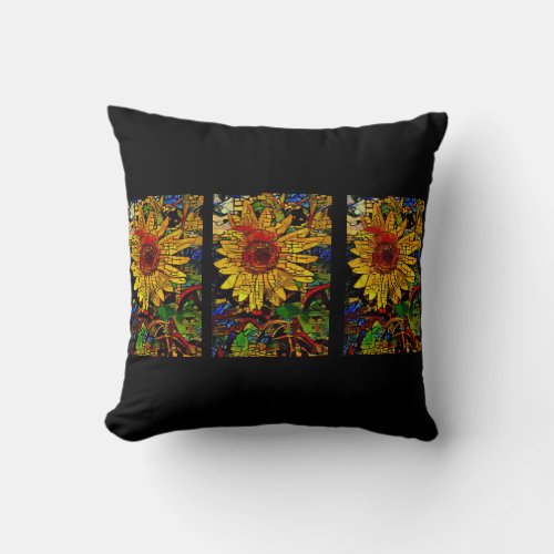 Sunflower field in AI enhanced photo  Throw Pillow