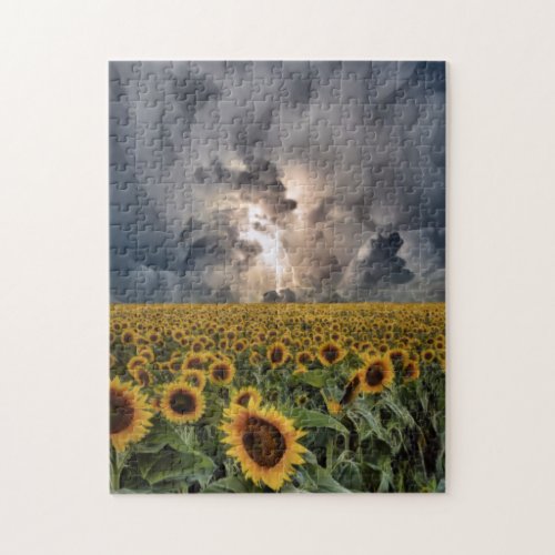 Sunflower Field In A Storm Jigsaw Puzzle