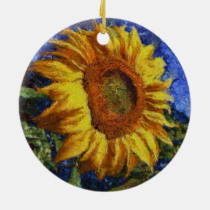 Sunflower Field In Colorful Artistic Style Ceramic Ornament