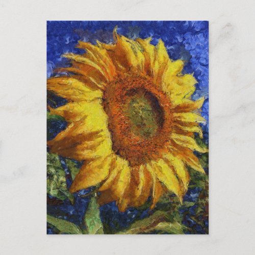 Sunflower Field In Colorful Artistic Style Postcard
