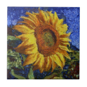 Sunflower Field In Colorful Artistic Style Tile