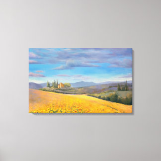 Sunflower Field in Tuscany Oil Painting Canvas Print