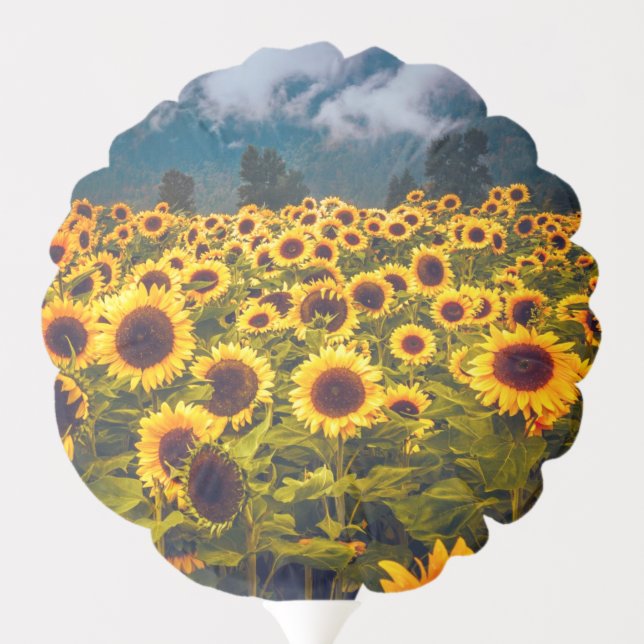 Sunflower Field Landscape Flowers Yellow Balloon (Back)
