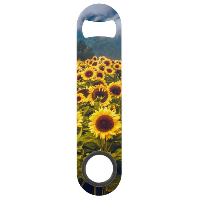 Sunflower Field Landscape Flowers Yellow Bar Key (Back)