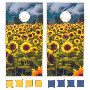 Sunflower Field Landscape Flowers Yellow Cornhole Set