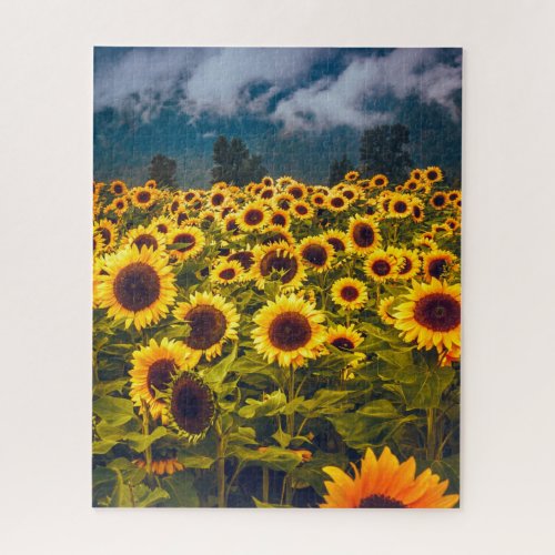 Sunflower Field Landscape Flowers Yellow Jigsaw Puzzle