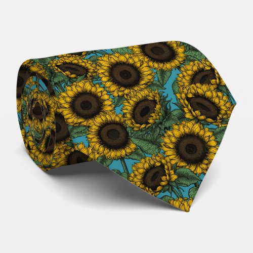 Sunflower field neck tie