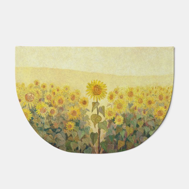 Sunflower Field: Oil Painting Texture. Doormat (Front)