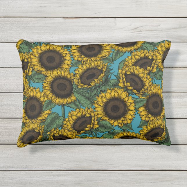 Sunflower field outdoor pillow (Front)