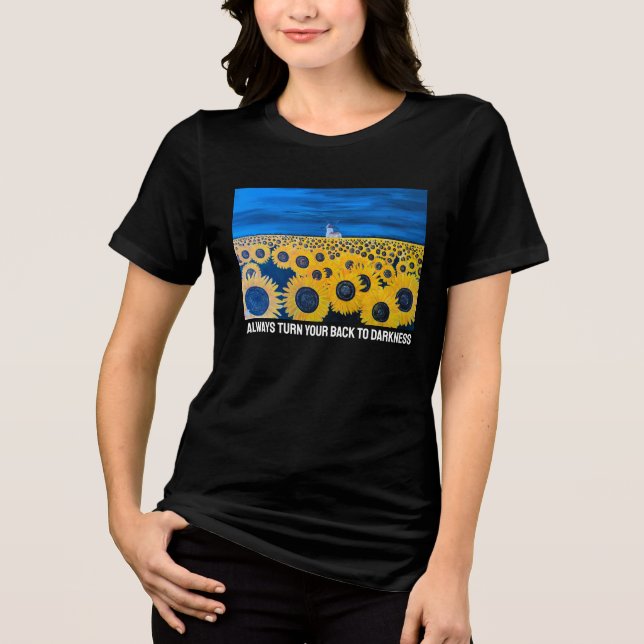 Sunflower Field Painting by Alfred Fox Tri-Blend Shirt (Front)