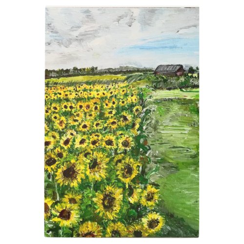 Sunflower Field painting by Therese Kramer  Metal Print