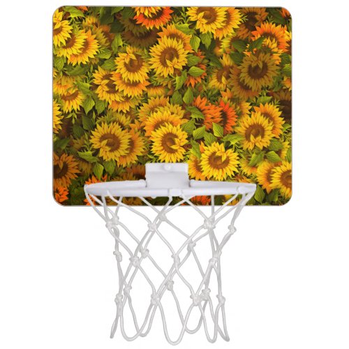 Sunflower Field Pattern Mini Basketball Hoop