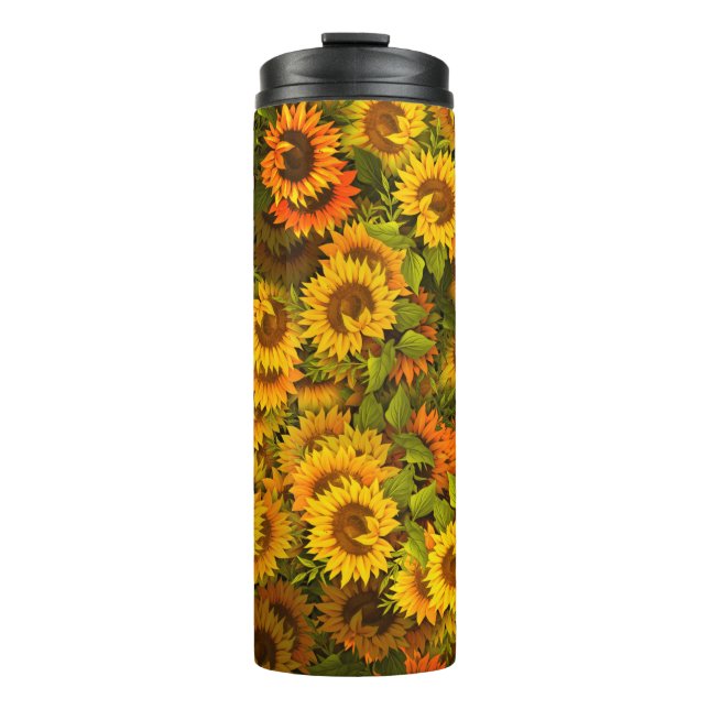 Sunflower Field Pattern Thermal Tumbler (Front)