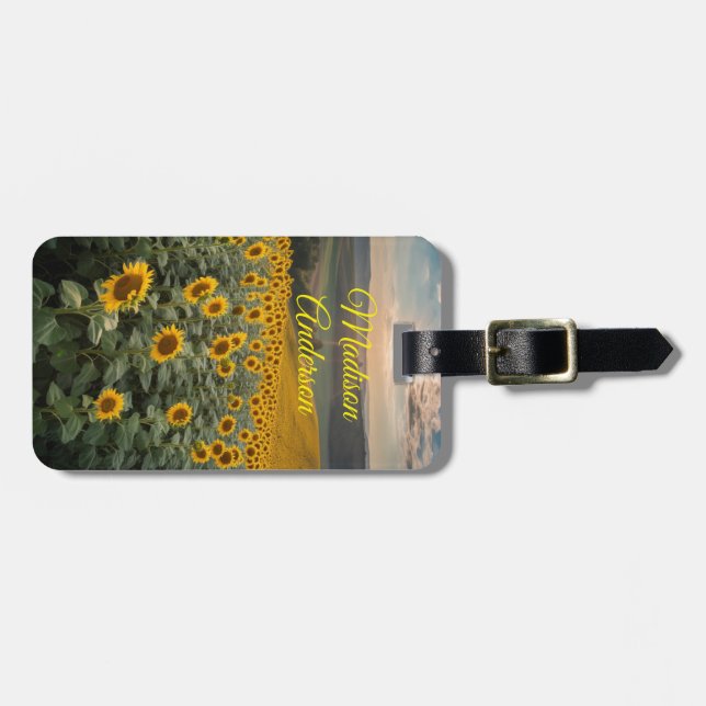 Sunflower Field Personalized Luggage Tag (Front Horizontal)