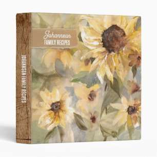 Sunflower Field Personalized Recipe 3 Ring Binder