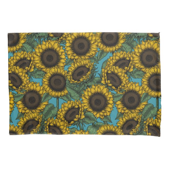Sunflower field pillow case (Front-Left)