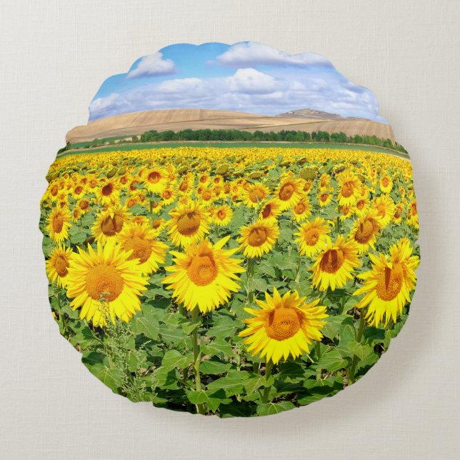 Sunflower field round pillow (Front)