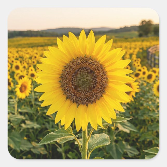Sunflower Field Square Sticker (Front)