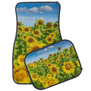Sunflower field, summer sunny day. car floor mat