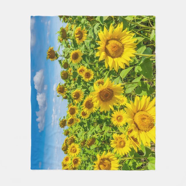 Sunflower field, summer sunny day. fleece blanket (Front)