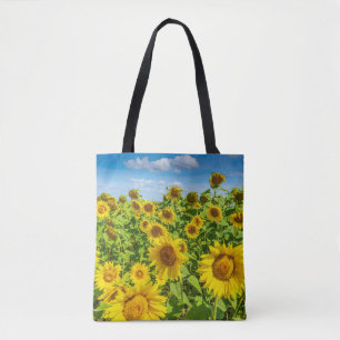 Sunflower field, summer sunny day. tote bag