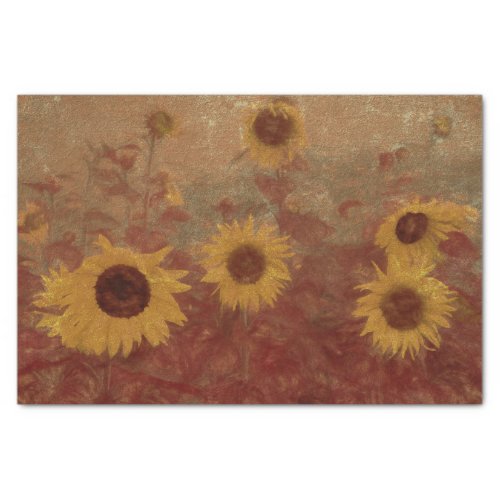 Sunflower Field Texture Rust Yellow Decoupage Tissue Paper