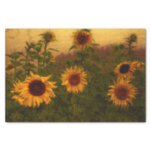 Sunflower Field Texture Yellow Green Vintage Art Tissue Paper