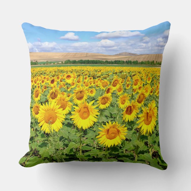 Sunflower field throw pillow (Front)