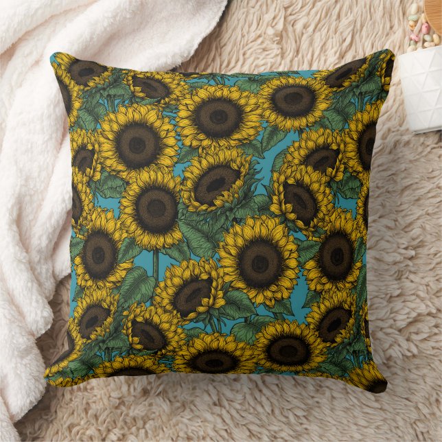 Sunflower field throw pillow (Blanket)