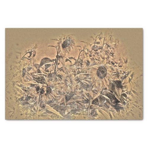 Sunflower Field Vintage Antique Decoupage Texture Tissue Paper