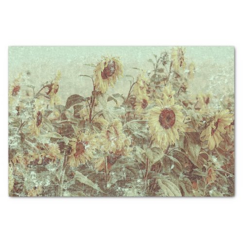 Sunflower Field Vintage Antique Fall Texture Tissue Paper