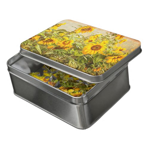 Sunflower Field Vintage Antique Yellow Floral Jigsaw Puzzle