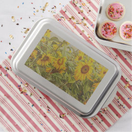 Sunflower Field Vintage Country Yellow Green Art Cake Pan