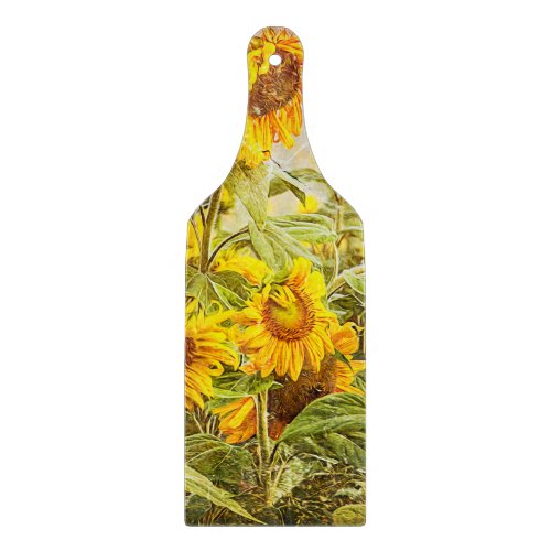 Sunflower Field Vintage Country Yellow Green Art Cutting Board