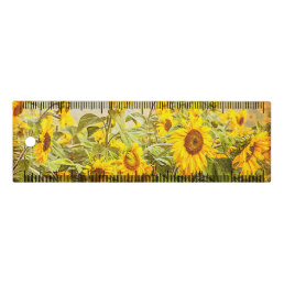 Sunflower Field Vintage Country Yellow Green Art Ruler