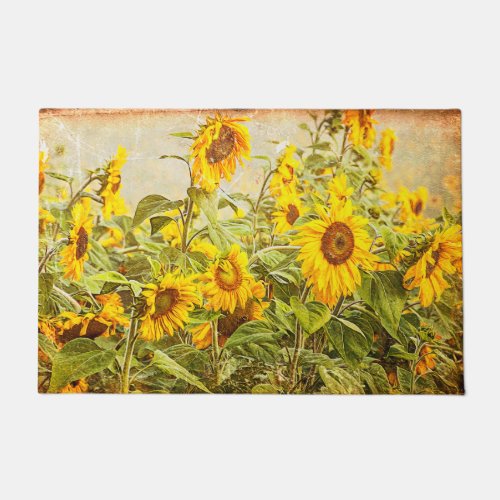 Sunflower Field Vintage Yellow Country Rustic Doormat