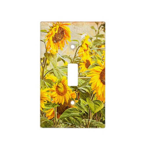 Sunflower Field Vintage Yellow Green Country Art Light Switch Cover