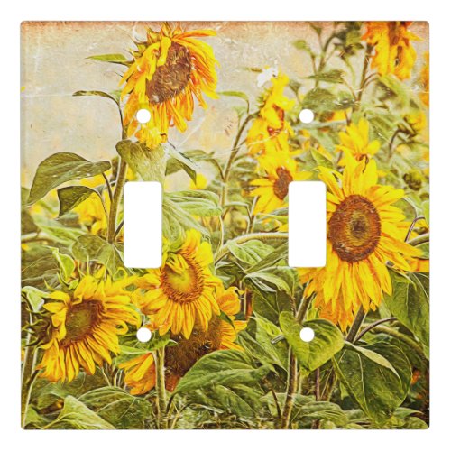 Sunflower Field Vintage Yellow Green Country Art Light Switch Cover