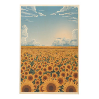 Sunflower Field Wall Art – Minimalist Flat Vector