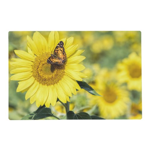 Sunflower Field with Butterfly Laminated Placemats