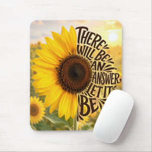 Sunflower Field with Inspiring Quote Mouse Pad
