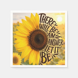 Sunflower Field with Inspiring Quote Napkins