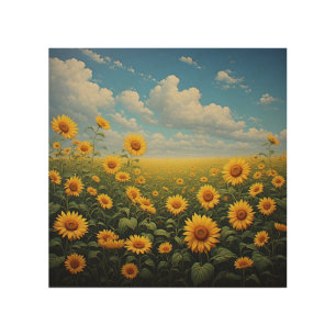 SUNFLOWER FIELD WOOD WALL ART
